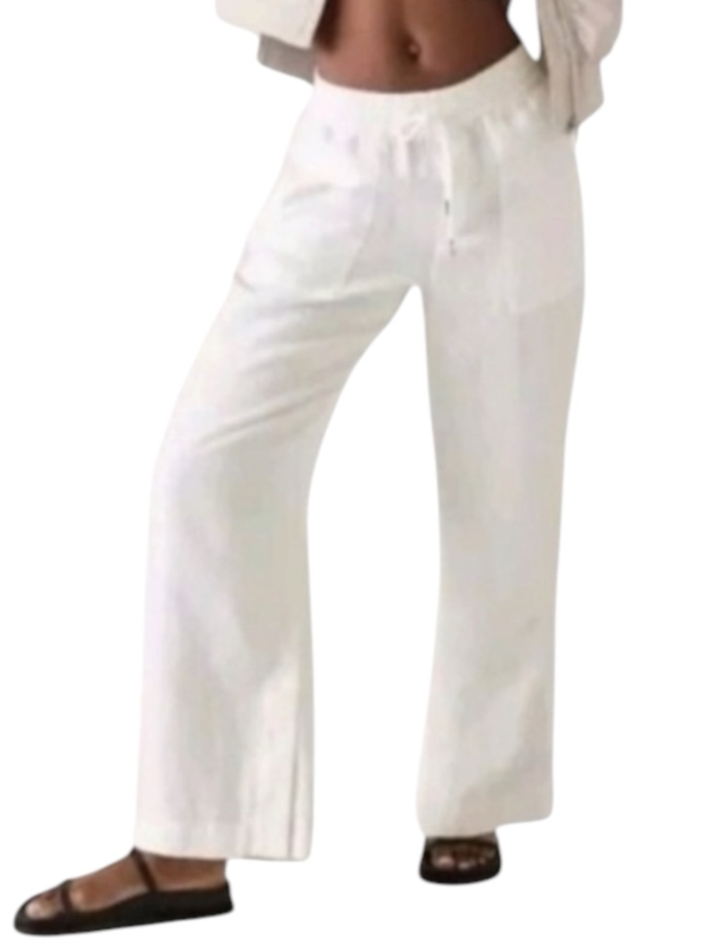ATHLETA Retreat 100% Linen Wide-Leg Pants in White Size 1X — Resort / Vacation